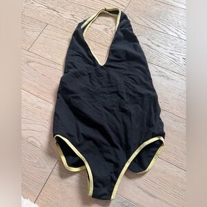 American Apparel Black Swimsuit with Yellow Trim